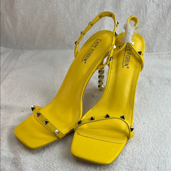 Cape Robbin Shoes - Cape Robbin, Yeow stiletto heels with metal accents